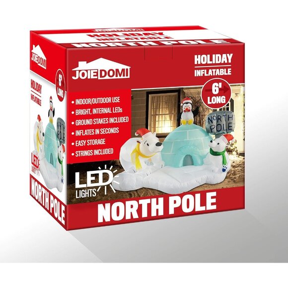 🆕6 FT Long Christmas Inflatable Polar Bear Build-in LEDs Blow Up Outdoor Decor - Picture 10 of 11